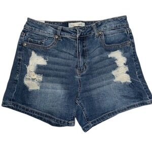 Almost Famous Denim Shorts Distressed Ripped‎ Blue Jean Casual Size 9